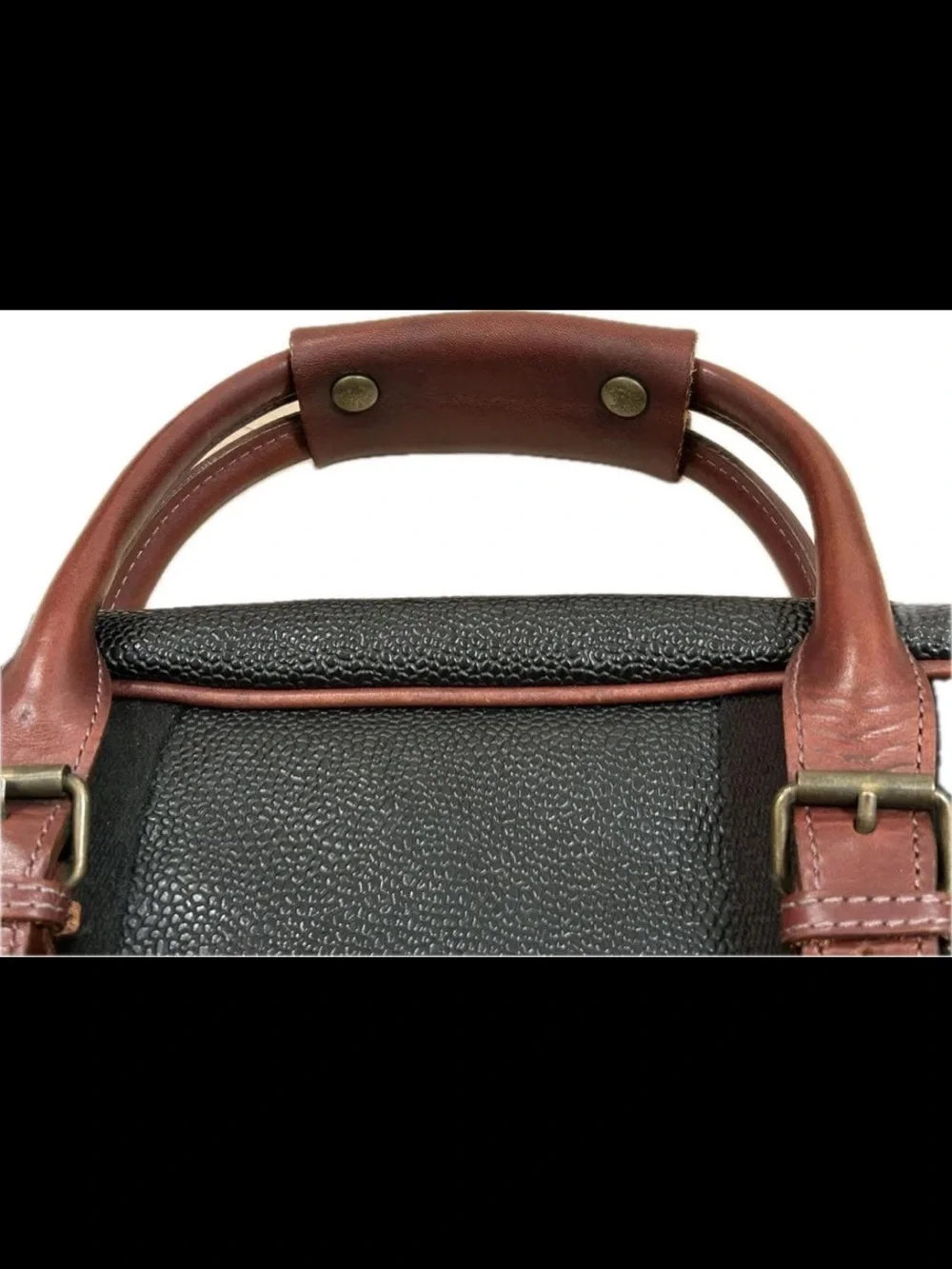 Mulberry Black Pebbled Leather Briefcase with Brown Trim